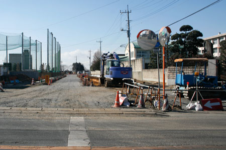 下館二高前の道路工事 [2011年1月27日撮影]