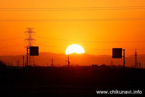 国道294号 中館からの夕日 [2024年1月6日撮影]