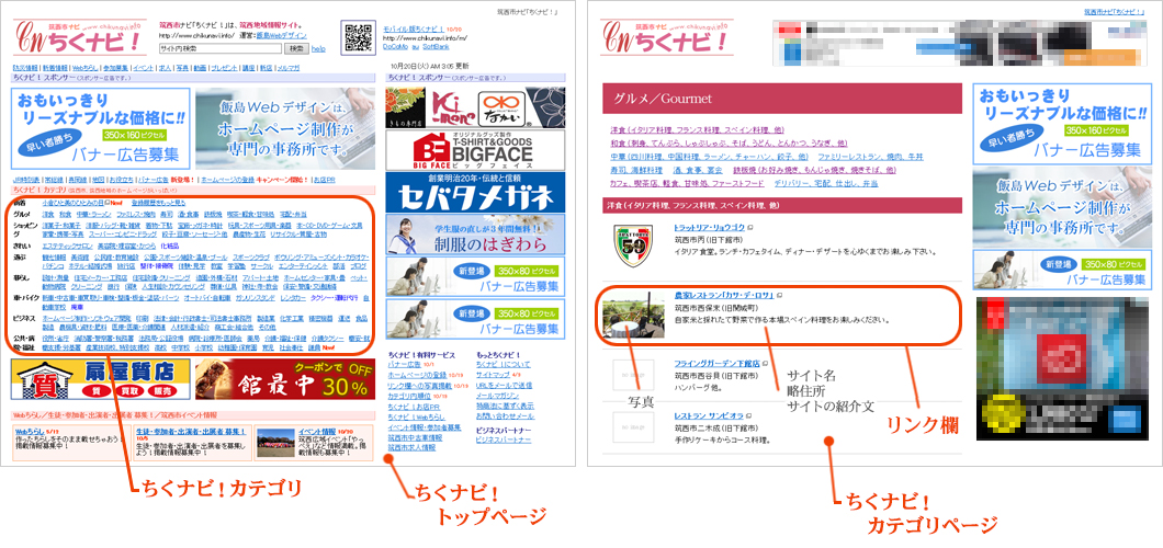 ちくナビ！トップページとカテゴリページ