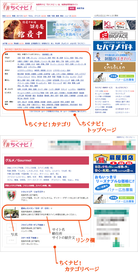 ちくナビ！トップページとカテゴリページ